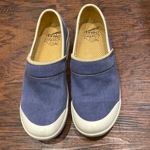 Dansko vegan denim clogs